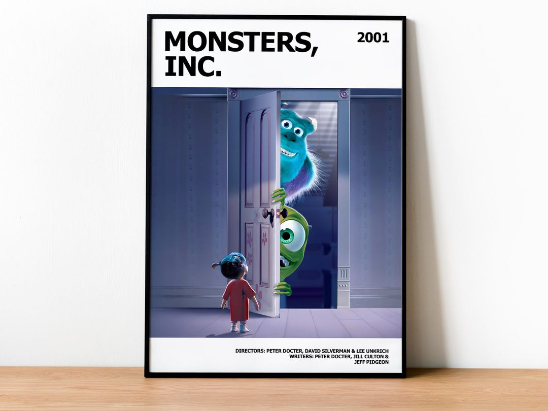 Monsters Inc - Pixar - Movie Poster Print, Film Fan, Geek, for Him, for ...