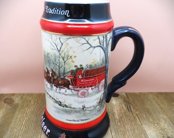 Vintage Mug, Stein, Beer, Budweiser, Clydesdales, Winter, Christmas,  Seasonal, 24 Ounce Capacity, 1990's, Collectible, Barware, Drinkware - Etsy