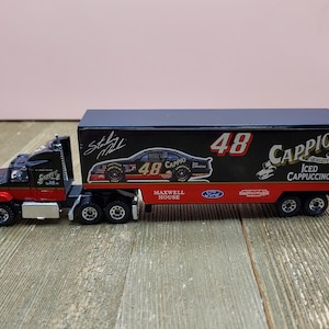 1991 7" long Matchbox Cappio Racing Transporter #48 Sterling Marlin Die Cast Truck Plastic Trailer