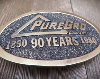 PureGro 1890 90 Years 1980 Limited Edition Brass Belt Buckle