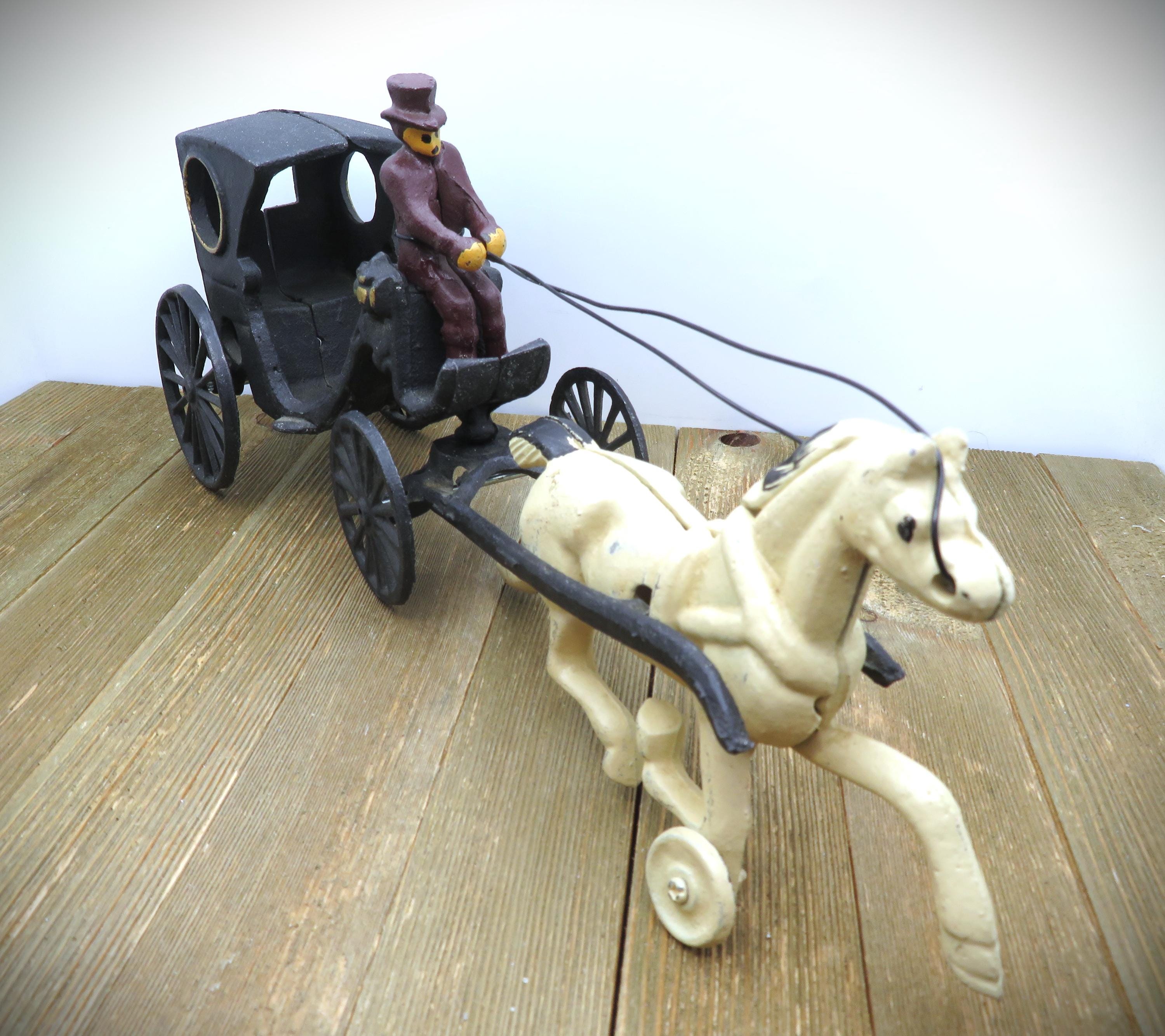 Vintage Cast Iron Horse and Buggy Carriage With Driver (14 display picture 1