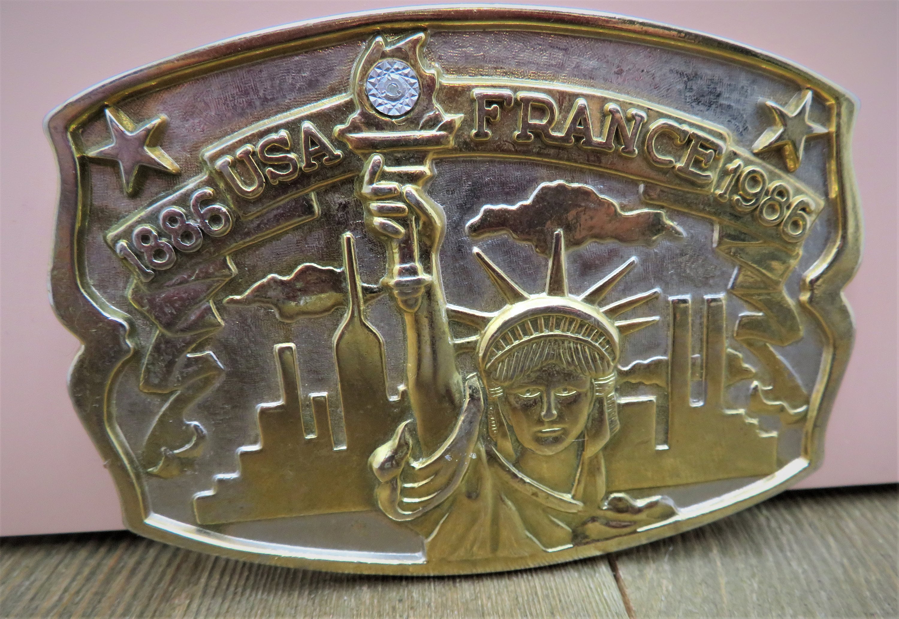 Hammond International Mint Usa-france 1886-1986 Belt Buckle