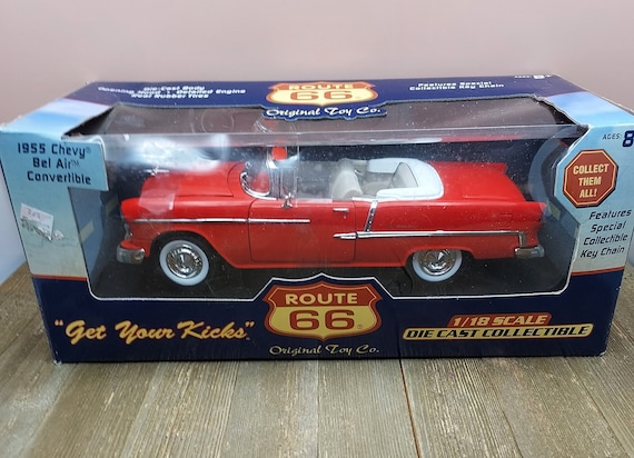 Red 1955 Chevrolet Bel Air Convertible Red Route 66 Die Cast 1/18