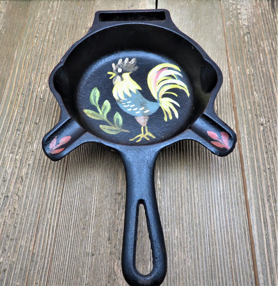 Griswold Cast Iron Skillet Ashtray Made in Erie, PA With Hand Painted
