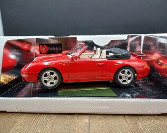 Burago 1/18 Scale Die cast 3390 - Porsche 911 Cabriolet 1994 - Red made in Italy