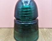 Vintage Electrical Insulator Dark Green Glass Beehive Style