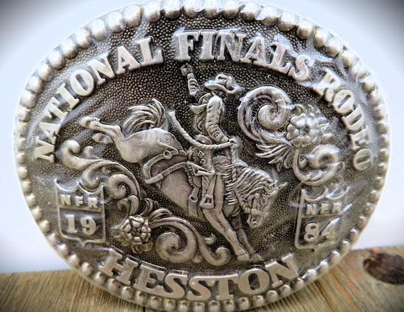 1984 Hesston NFR Rodeo Belt Buckle – Fred Fellows Saddle Bronc Second Edition