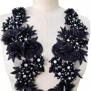 Sparkling Accents Crystal Flower Applique 3D Flower Embroidery Rhinestone Motif Diamante Costume Embellishment For Party Dress Evening Gown