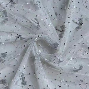 Lovely Dragonfly Embroidery Lace Fabric Sequined Lace Tulle Fabric Drafonfly Laminated Beaded Lace Fabric For Girl Summer Dress DIY Crafts