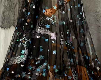 Glitter ster geborduurde kant stof lovertjes Meteor tule mesh stof ruimte Galaxy kant stof voor prinses jurk rok gordijn DIY ambachten