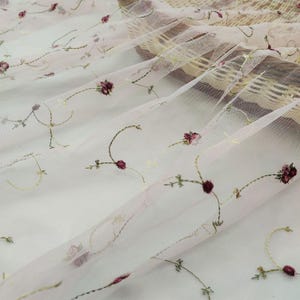 Kleine Blume gestickt Spitzenstoff, weiche Spitze Tüll Stoff, Floral Twig Mesh-Spitze-Gewebe für Prinzessin Kleid, Tutu, Vorhang, Kunsthandwerk