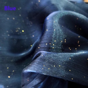 Space Galaxy Organza Fabric, Golden Glitter Dot Print Tulle Fabric, Starry Organza for Party Gown, Girl Dress, Curtain, Backdrop,DIY Craft