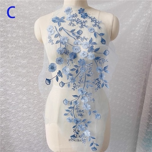 2 Color Plum Blossom Embroidery Lace Applique Flower Lace Motif Flower Vine Lace Patch Sewing on  Dance Dress Party Dress DIY Accessories