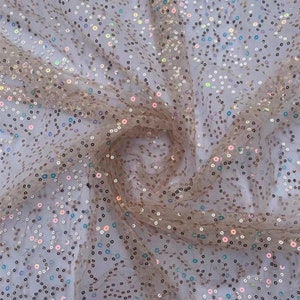 Colorful Sequins Embroidered Lace Fabric, Sparkle Sequins Constellation Tulle Mesh Fabric for Party Gown, Princess Dress, Skirt, DIY Crafts