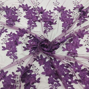 3D Flower Lace Fabric Dilicate Floral Leaf Tulle Lace Fabric Flower Cotton Embroidery Mesh Lace Fabric For Princess Dress Diy Handcrafts