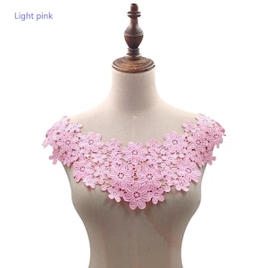 Black Lace Trim 4-Piece Embroidered Detachable Collars - Lace Neckline Appliqués For Dresses/Blouses (White) Lace Collar - Foto 2