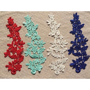 Mirror Pair Guipure Flower Lace Appliques, 15 Color Flower Embroidery Lace Patch, Sewing Accessories For Wedding Dress, Garter, Lace Gloves