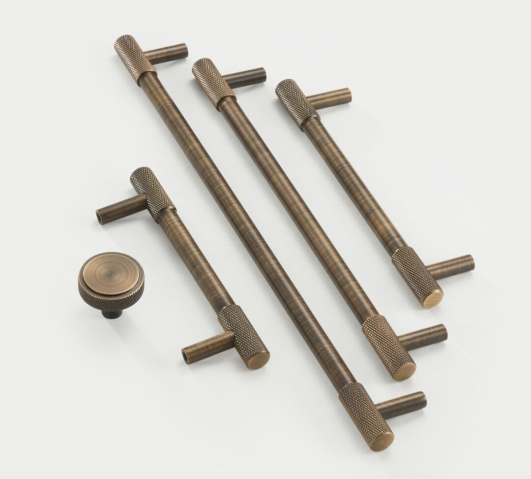 Solid Brass Made Handle, Knurled Kitchen Handles, Antique Brass Knurling Handles, Knobs for