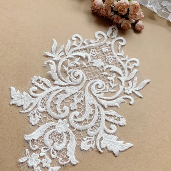 Vintage Embroidery Lace Applique,bridal Bodice Lace Patch