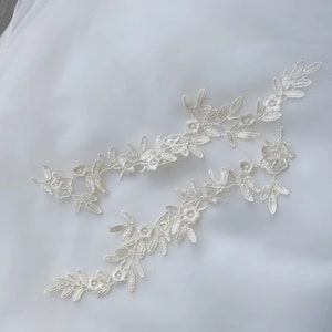 12 Color Guipure Flower Lace Appliques, Mirror Pair Floral Embroidery Lace Patches, Flower Lace Motif For Wedding Dress, Garter, Lace Gloves