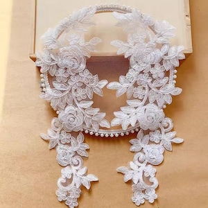 Parche con motivo de encaje floral con cable, apliques de encaje bordado de rosas de 16 colores, accesorios de parche de encaje para costura, vestido de bricolaje, vestido de baile