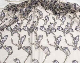 2 Color Exquisite Flower  Lace Fabric, Gold Silk Morning Glory Embroidery Lace Tulle Fabric For Bridesmaid Dress, Girl Dress, Craft Projects