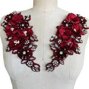 3D Flower Rhinestone Applique Sparkling Accent Crystal Flower Motif Waist Trims Rhinestone Patch For Costume Embellishment Wedding Appliuqe