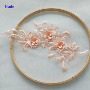 14 Color Flower Leaf Lace Patch 3D Floral Embroidery Lace Applique Delicate Costume Lace Motif Sewing on Evening Dress, DIY Accessories