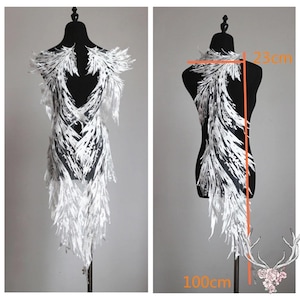 Large Wing Shape Lace Applique Sequined Wing Lace Motif Exquisite Embroidety Lace Patch Masquerade Costume Accessories For Dress Making