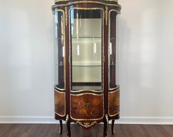 French Trefoil Vitrine with Painted Panels