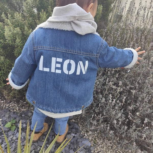 Veste en jeans personnalisé enfant moumoute