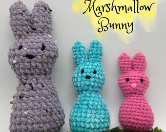 Crochet Marshmallow Bunny, PDF PATTERN ONLY, No-Sew Pattern, English