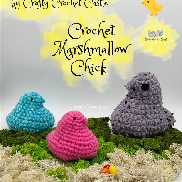Crochet Marshmallow Chick, PDF PATTERN ONLY, No-Sew Pattern, English