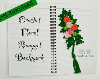 Crochet Floral Bouquet Bookmark, PDF PATTERN ONLY, English