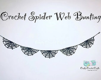 Crochet Spider Web Bunting Pattern • Halloween Garland, Spooky Wall Hanging (PDF Pattern)