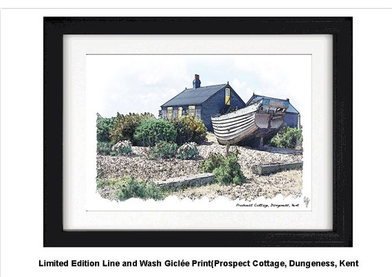 PROSPECT COTTAGE, Framed Limited Edition Fine Art Giclée Print, from an original Line and Wash illustration by Gerald Bright
