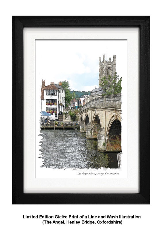 THE ANGEL HENLEY, Framed Limited Edition Fine Art Giclée Print, from an original Line and Wash illustration by Gerald Bright