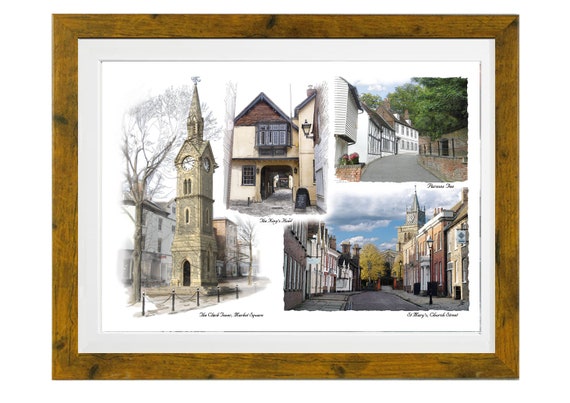 4 SCENES OF AYLESBURY,  Framed Limited Edition Fine Art Giclée Print, from original Line and Wash illustrations by Gerald Bright.