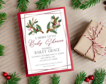 Merry Little Baby Shower Invitation Template