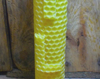 Your initials on a large beeswax candle with honeycomb pattern - handmade - 100% real beeswax - directly from the beekeeper