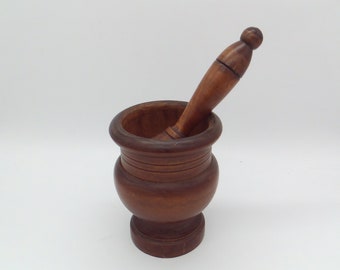 Vintage wooden mortar with pestle / pestle - made of dark wood - large - for the witch's kitchen, medicine cabinet, herbal kitchen