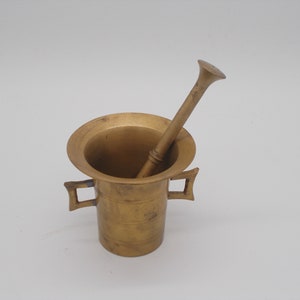 Kleiner Vintage Mörser, mit Griffen, aus Messing, mit Stößel / Pistill
