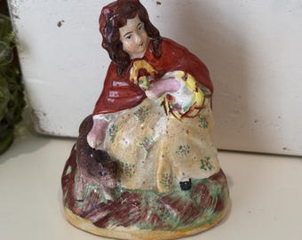 Vintage antique little red riding hood Staffordshire figurine. Made in England.