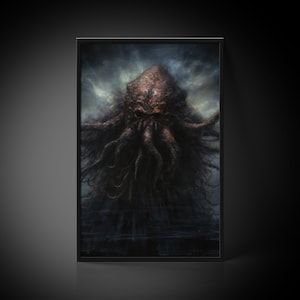 COSMIC LEVIATHAN / Poster Digital Print / Cthulhu / Lovecraft / Lovercraftian Framed Wall Art / Gothic Painting / Horror Artwork