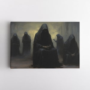 Obskures Gemälde "OATH OV DARKNESS" / Leinwanddruck / Dark Academia Dekor / Gothic Kunstwerk / Dark Framed Wall Art