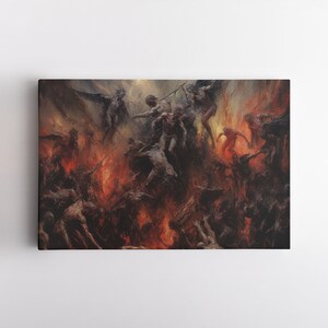 Dark Art Gemälde "DIE TORMENT" / Leinwand Druck / Dark Academia Dekor / Gothic Kunstwerk / Dämonische gerahmte Wandkunst