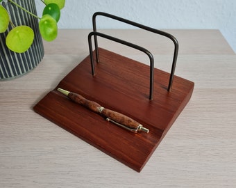 Danish mid century teak letter organizer - Teak desk organizer - Vintage letter holder - Letter holder with pen slot.