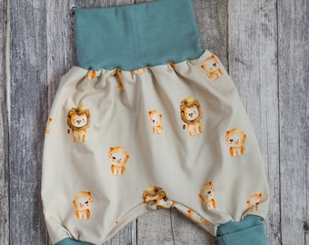 Pumphose Schlupfhose Haremshose Baby Babyhose Kinderhose Löwenkönig Löwe grün