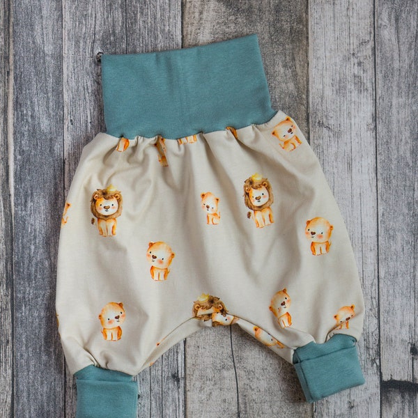 Pumphose Schlupfhose Haremshose Baby Babyhose Kinderhose Löwenkönig Löwe grün blau