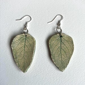 Green Leaves Ceramic Dangly Earrings